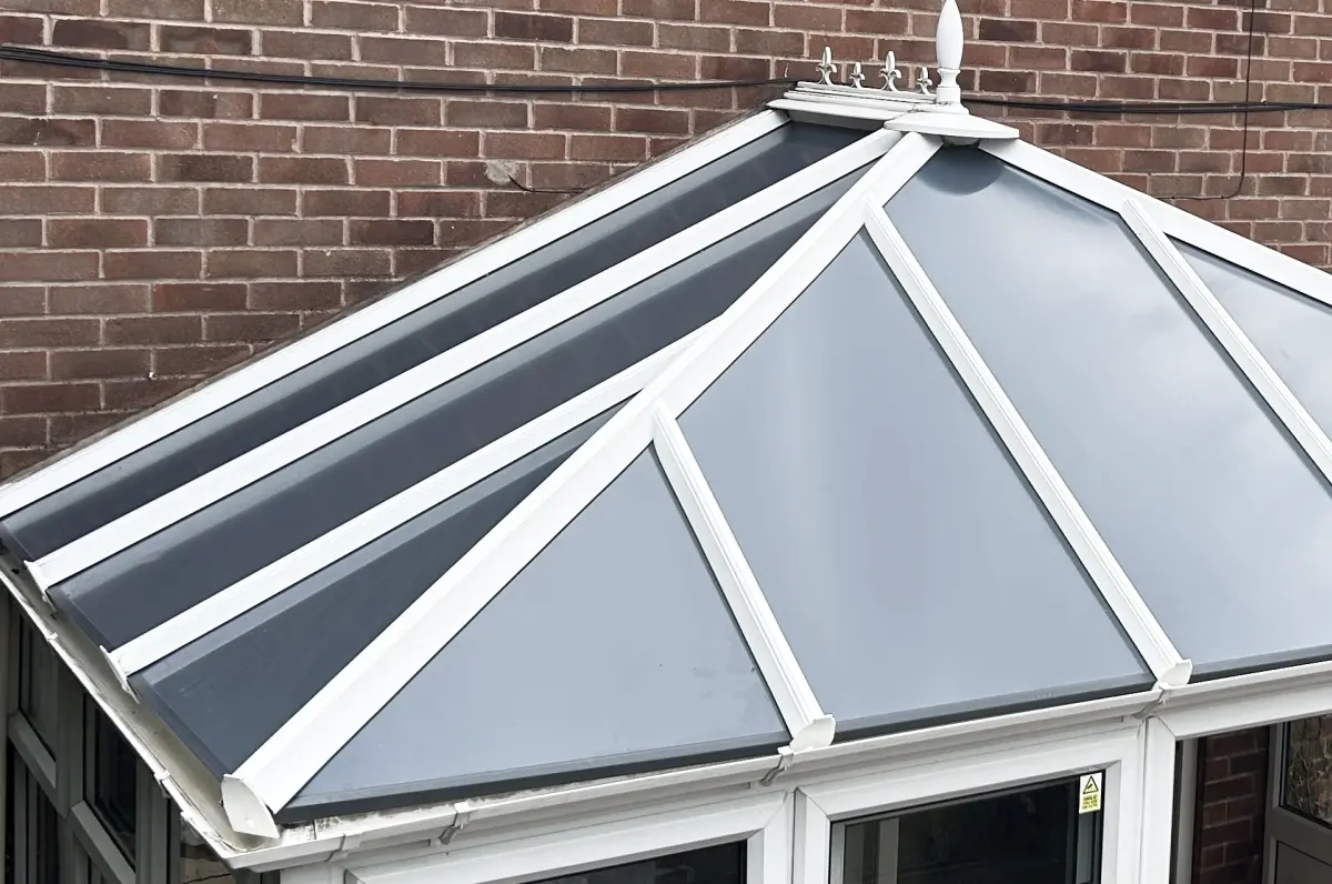 Customised conservatory roof insulation panels, colour in colour grey